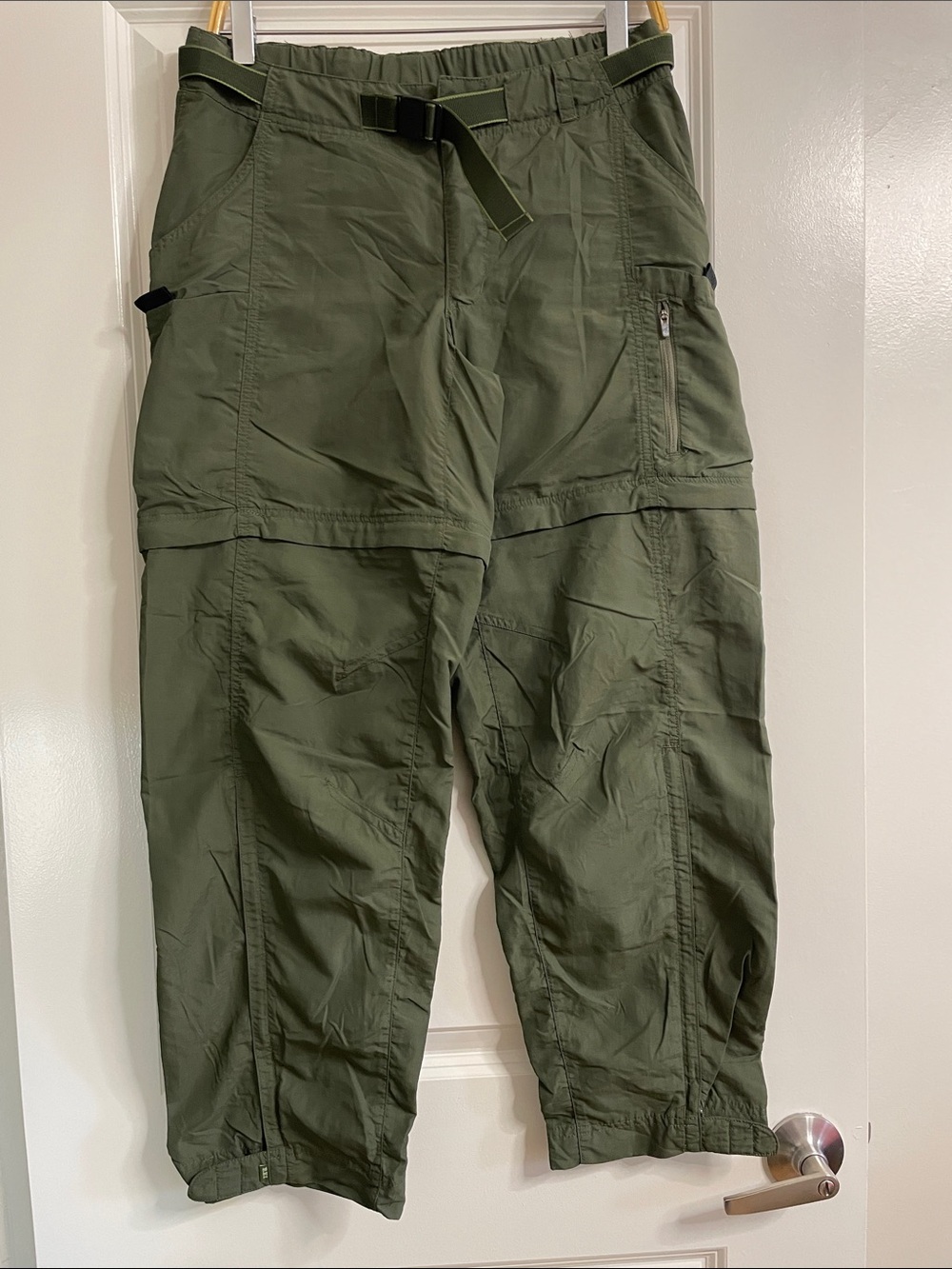 REl Co-op Women's 10 Petite Convertible Hiking Pants Shorts Olive Green UPF 50+